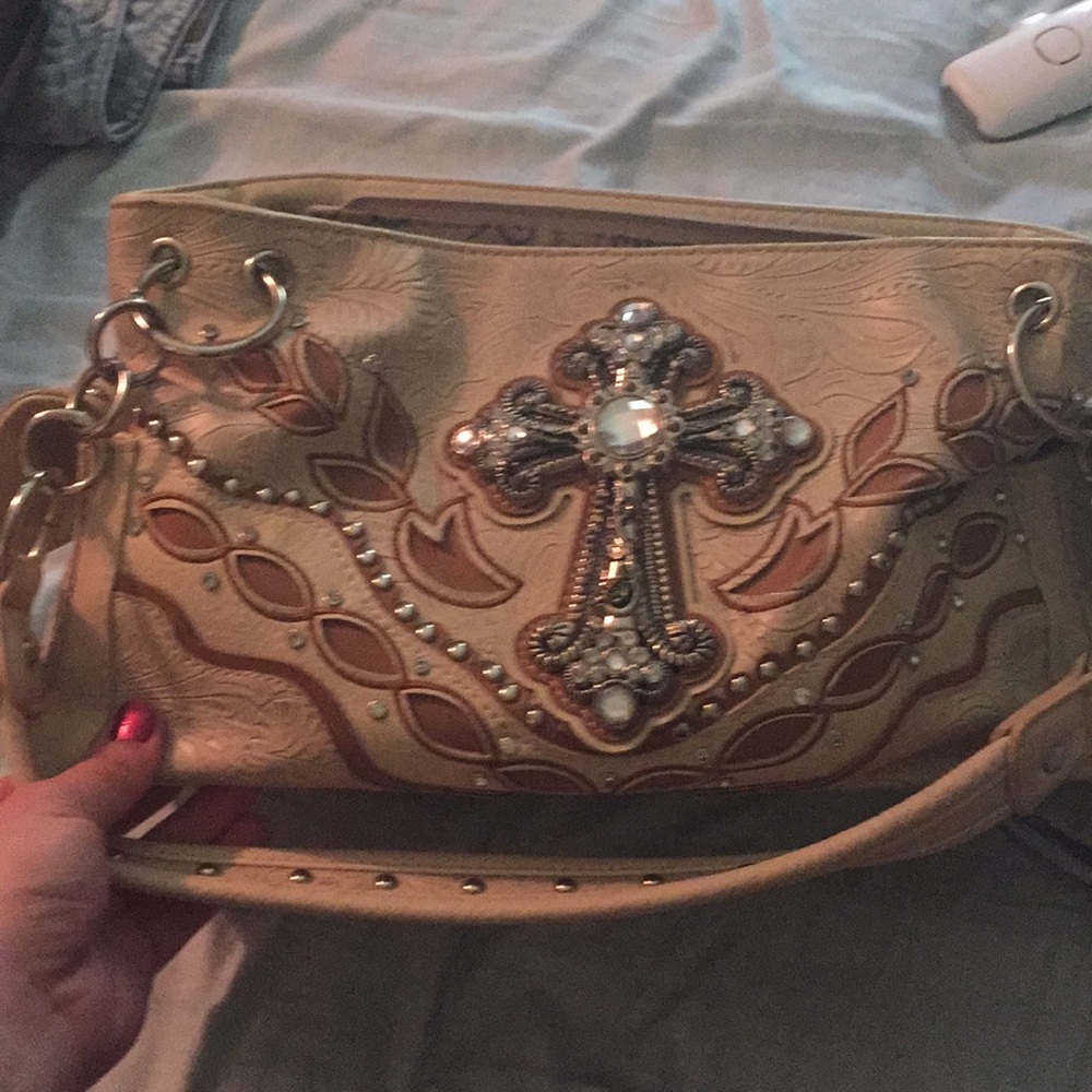 Western style conceal carry purse with rhinestones